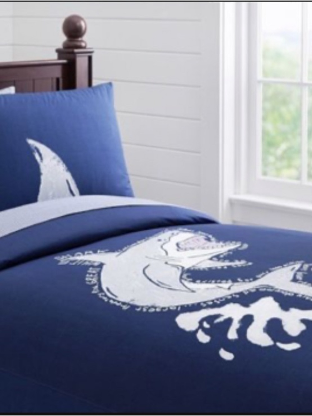 Pottery Barn Kids Navy and White Shark Comforter